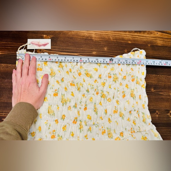 NEW Jessica Simpson White & Yellow Floral Smocked Strapless Bubble Dress XL - Picture 5 of 7